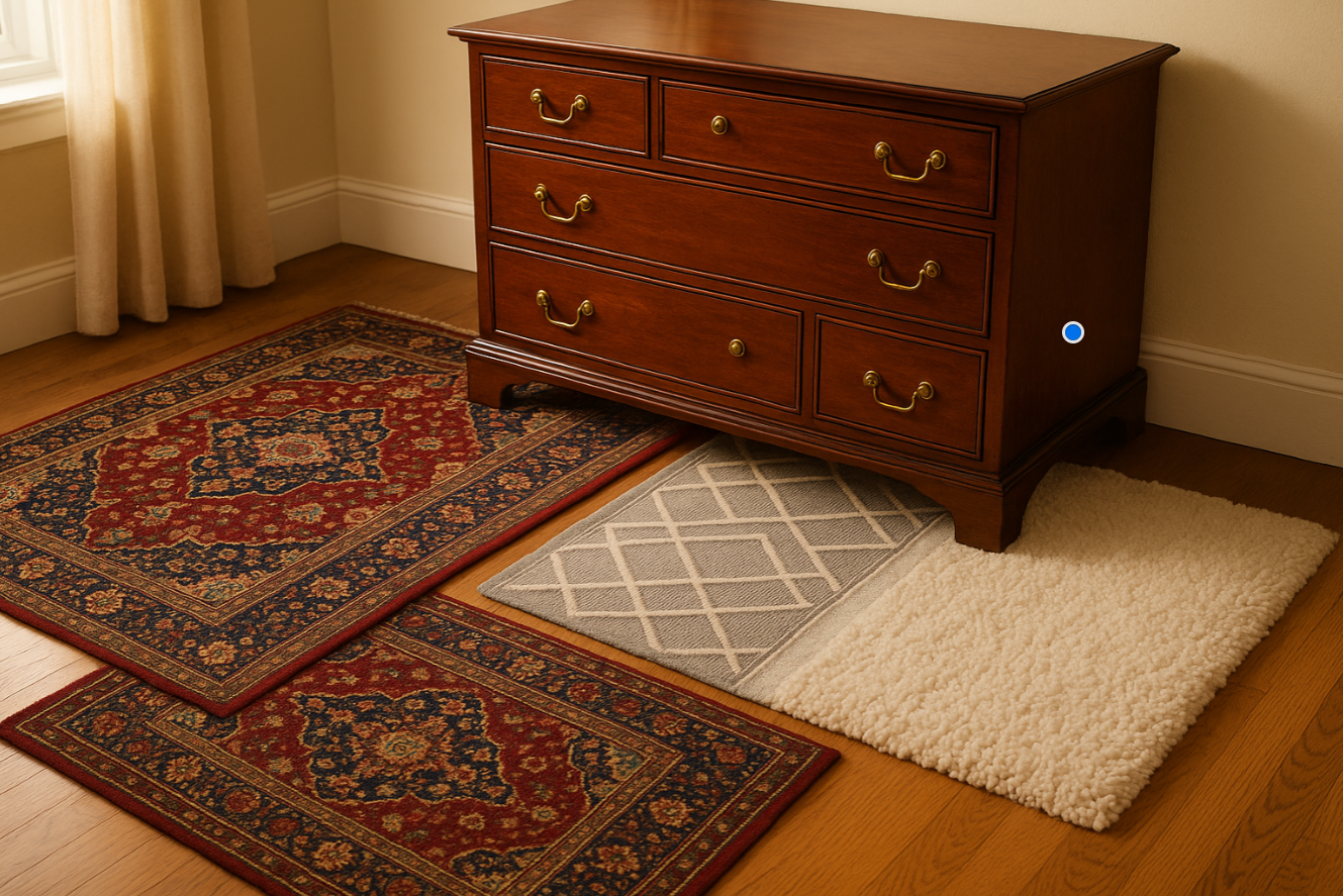 chest drawers and rugs