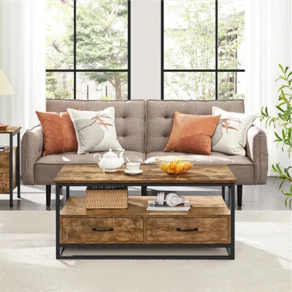 Coffee Table with Storage, Drawers & Shelves – Stable, Durable, and Stylish Design