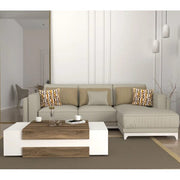 Modern Rectangular Coffee Table – White & Walnut Finish