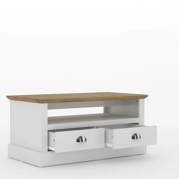 Modern Coffee Table with 2 Drawers & Open Shelf – Manufactured Wood