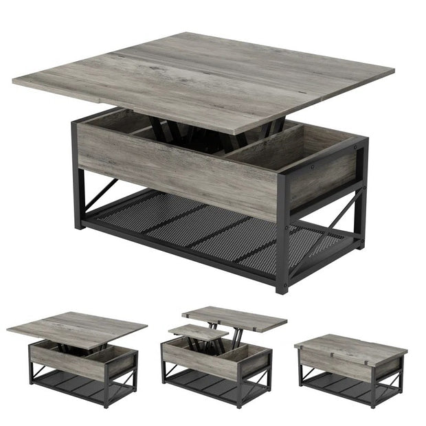 3‑in‑1 Lift‑Top Coffee Table – Wood‑Finish Table with Hidden Storage & Adjustable Height for Small Spaces