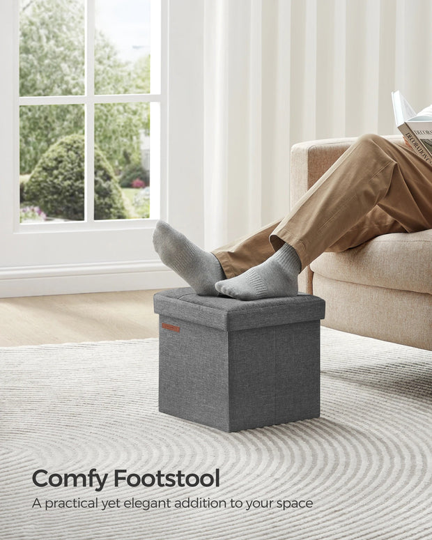 SONGMICS Storage Ottoman, Storage Bench, Footrest, Bed End Stool, for Living Room, Bedroom