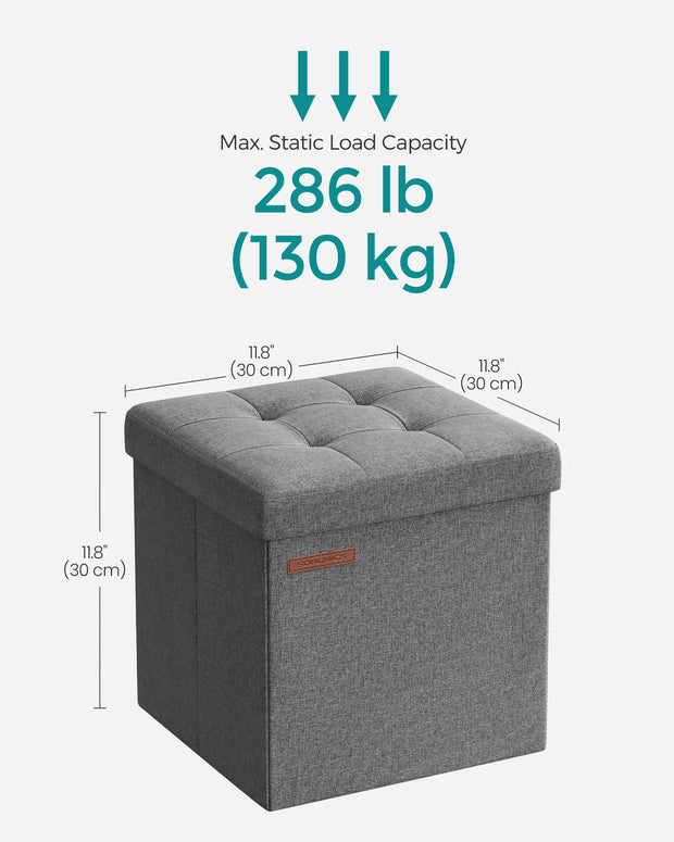 SONGMICS Storage Ottoman, Storage Bench, Footrest, Bed End Stool, for Living Room, Bedroom