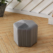 Minimal Hexagonal Striped Velvet Footstool – Upholstered Accent Ottoman Stool (40 × 35 × 32 cm)
