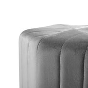 Minimal Hexagonal Striped Velvet Footstool – Upholstered Accent Ottoman Stool (40 × 35 × 32 cm)