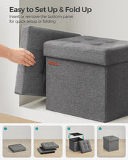 SONGMICS Storage Ottoman, Storage Bench, Footrest, Bed End Stool, for Living Room, Bedroom