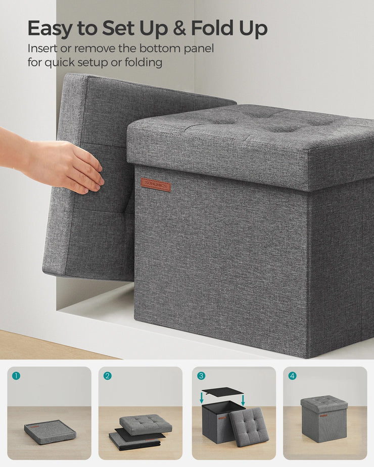 SONGMICS Storage Ottoman, Storage Bench, Footrest, Bed End Stool, for Living Room, Bedroom