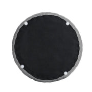 Grey Round Velvet Ottoman Stool – Upholstered Dressing Table Accent Seat with Gold Alloy Steel Legs (≈ 37 × 36 × 45 cm)