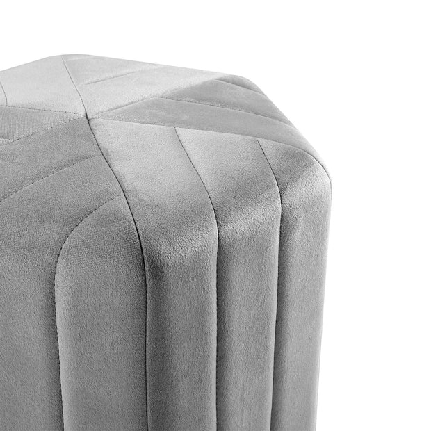 Minimal Hexagonal Striped Velvet Footstool – Upholstered Accent Ottoman Stool (40 × 35 × 32 cm)