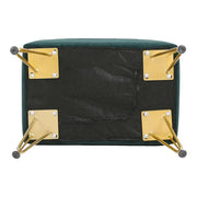 Green Channel Velvet Stool with Gold Legs – Upholstered Accent Stool with Hairpin Metal Base (46.5 × 31.5 × 46 cm)