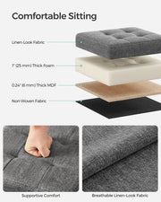 SONGMICS Storage Ottoman, Storage Bench, Footrest, Bed End Stool, for Living Room, Bedroom