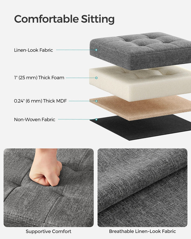 SONGMICS Storage Ottoman, Storage Bench, Footrest, Bed End Stool, for Living Room, Bedroom