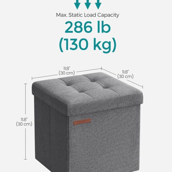 SONGMICS Storage Ottoman, Storage Bench, Footrest, Bed End Stool, for Living Room, Bedroom