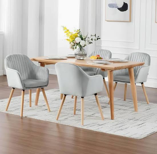 Light Grey Dining Room Velvet Arm Chairs (Set of 2) - 44cm Height - Image 3