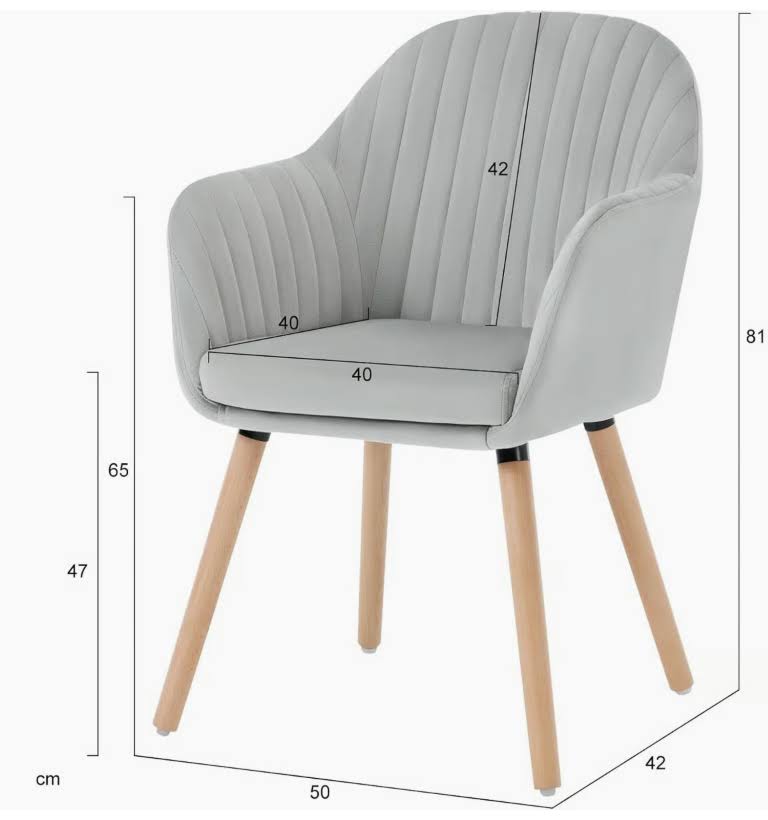 Light Grey Dining Room Velvet Arm Chairs (Set of 2) - 44cm Height - Image 2