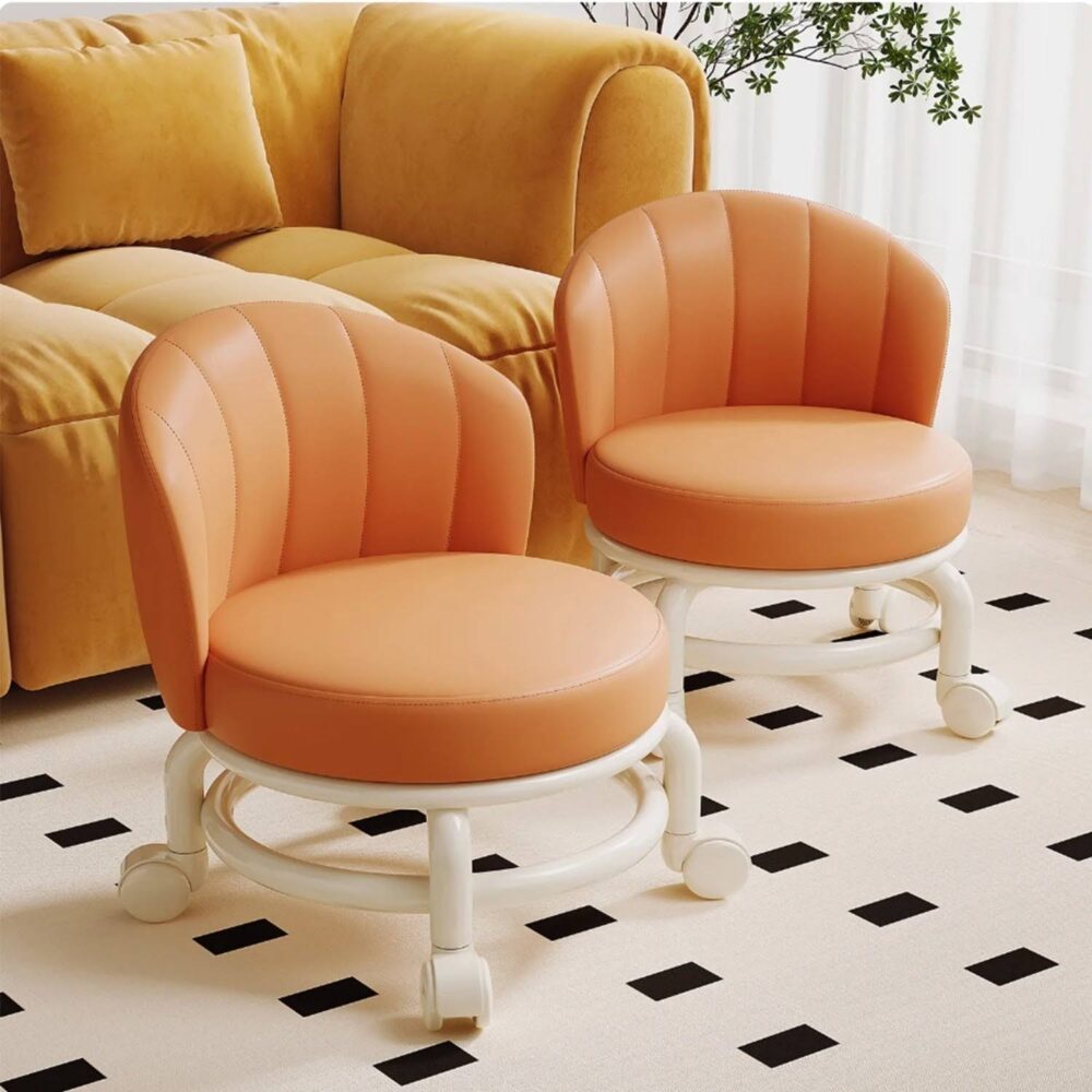Mobile Rolling Stool with Wheels – 360° Swivel Low Pulley Seat for Entry, Dressing & Kids (with Optional Backrest) - Image 7