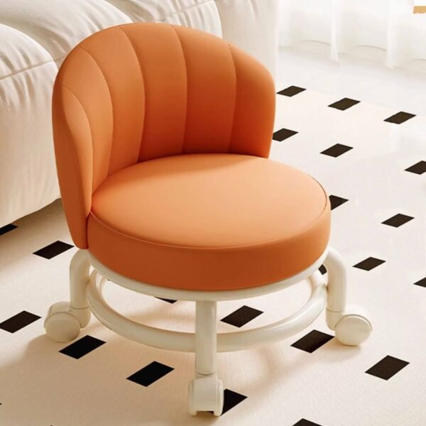 Mobile Rolling Stool with Wheels – 360° Swivel Low Pulley Seat for Entry, Dressing & Kids (with Optional Backrest)