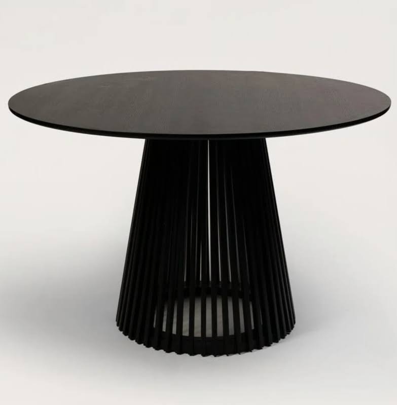 Black Round Dining Table 120cm Serene Japandi Harmony