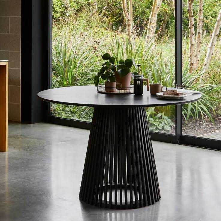 Black Round Dining Table 120cm Serene Japandi Harmony - Image 4