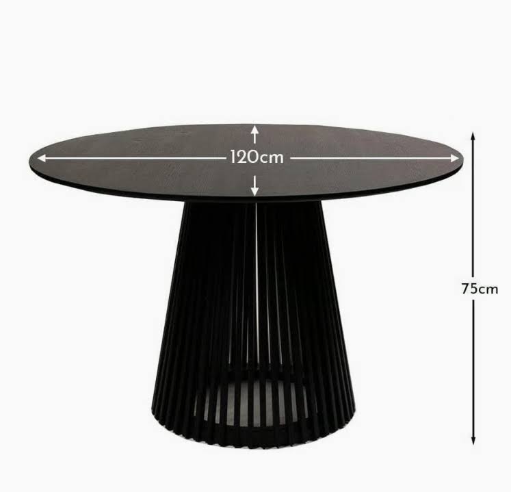 Black Round Dining Table 120cm Serene Japandi Harmony - Image 2